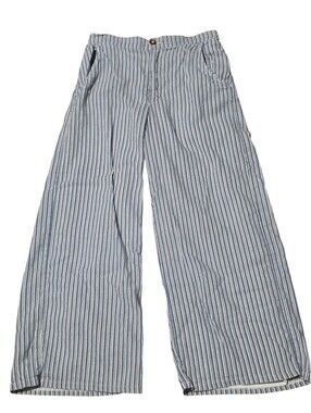 Hollister Linen/Cotton Blend Striped High-Rise Wide Leg Cropped Pants Size S